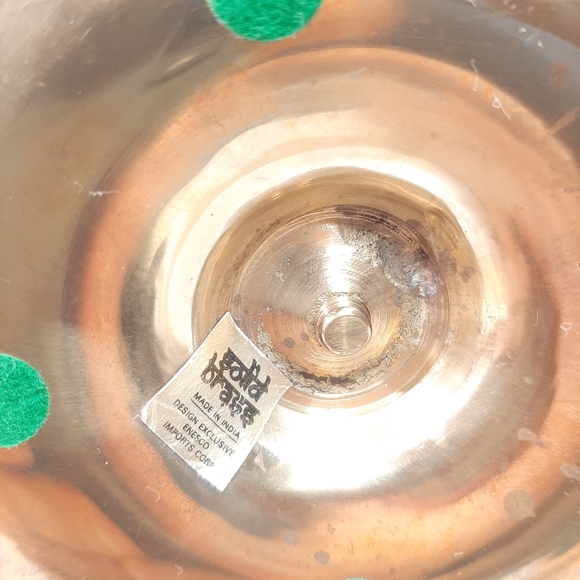 Enesco Vintage Solid Brass Finger Loop Candlestick Holder Floral Petals - Picture 7 of 11